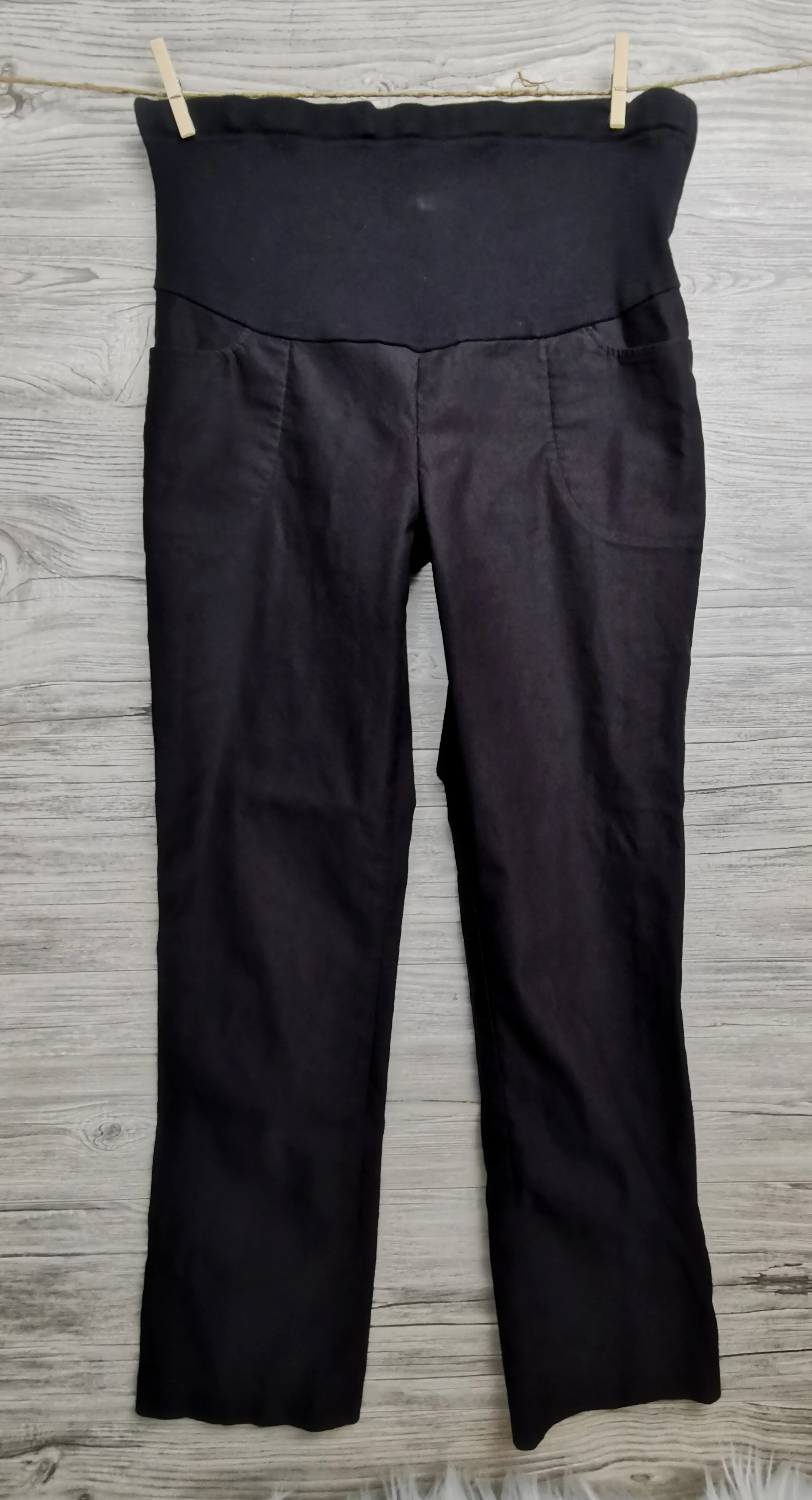 WOMENS SIZE MEDIUM / LARGE - MINI MATERNITY, Black Dress Pants, Full Belly Panel EUC B5