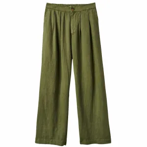 Women's Vintage Linen Wide Leg Pant - Sea Kelp