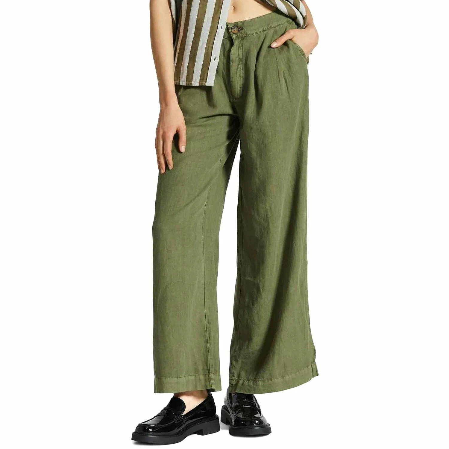 Women's Vintage Linen Wide Leg Pant - Sea Kelp