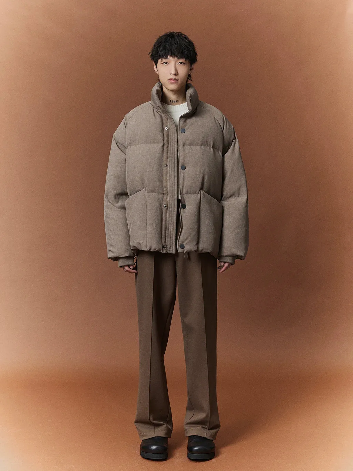 Worsted Wool Down Puffer Jacket