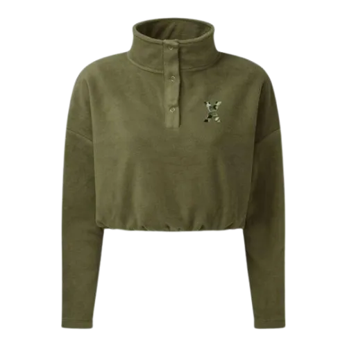 X5CAPE Women Khaki Cropped Fleece
