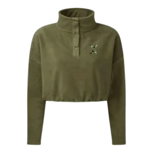 X5CAPE Women Khaki Cropped Fleece