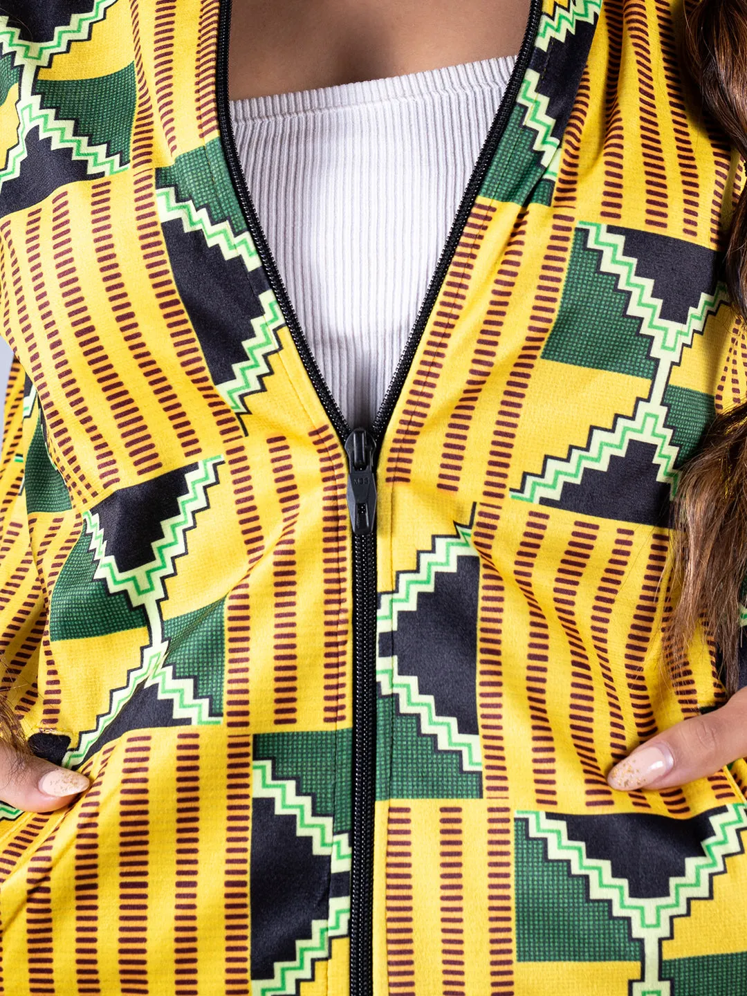 Yellow African Printed Jacket For Women