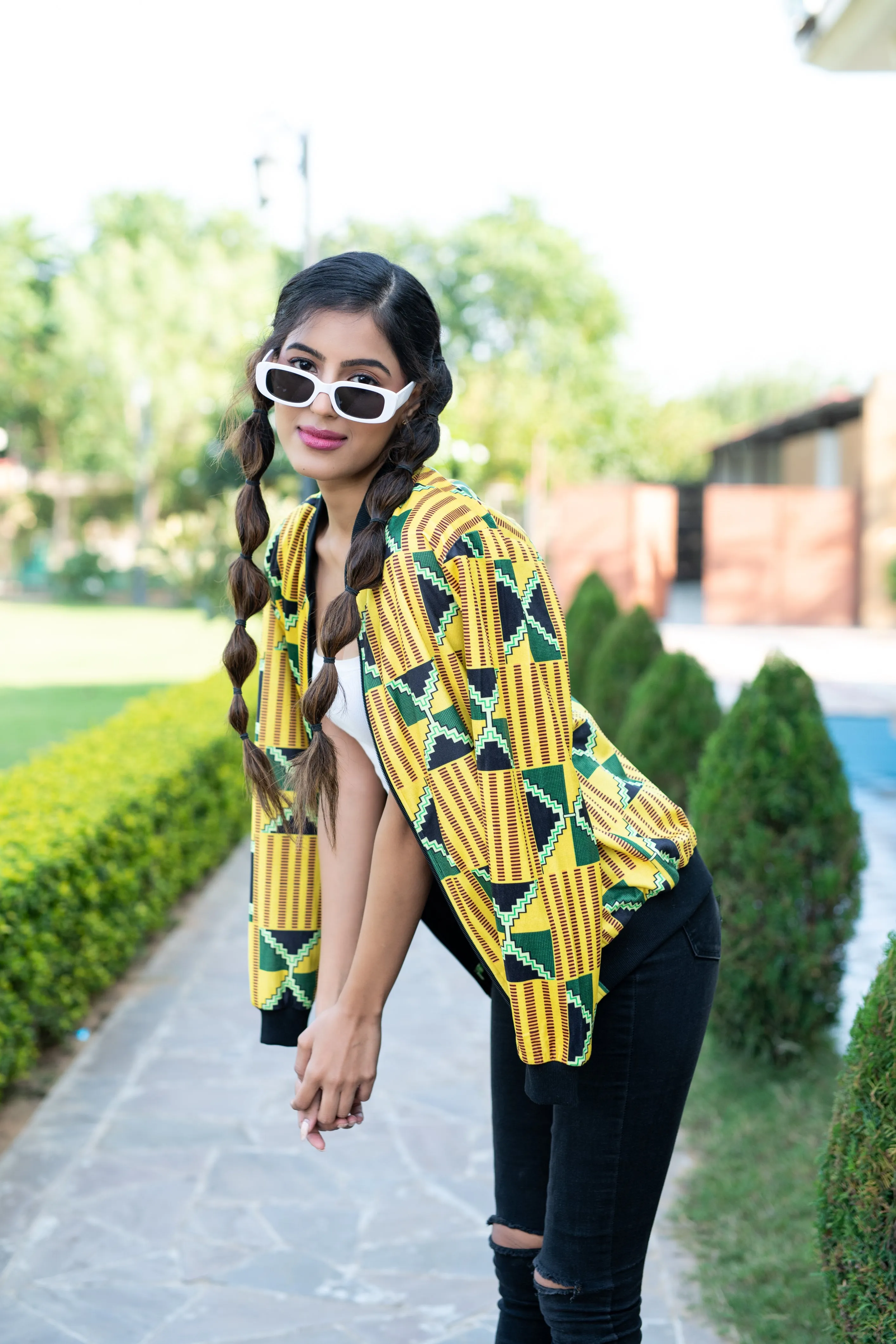 Yellow African Printed Jacket For Women