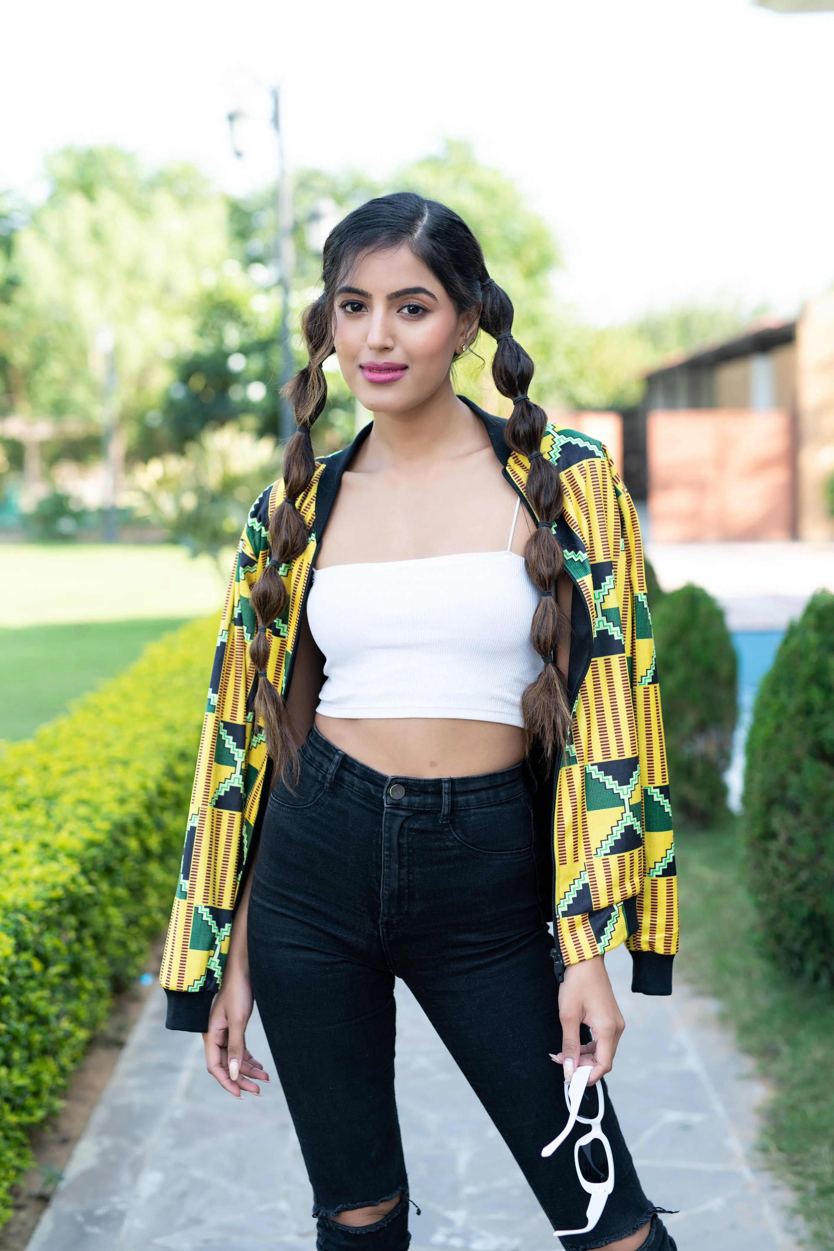 Yellow African Printed Jacket For Women