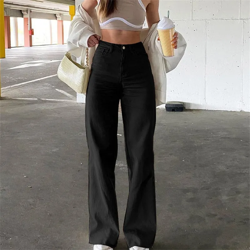 Zinnia High-Waisted Straight-Leg Denim Pants