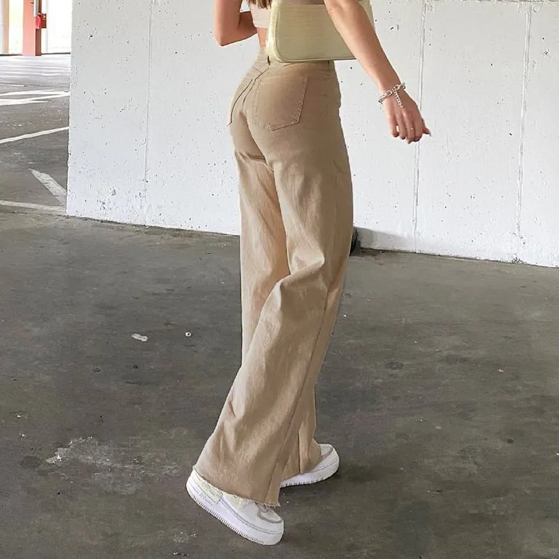 Zinnia High-Waisted Straight-Leg Denim Pants